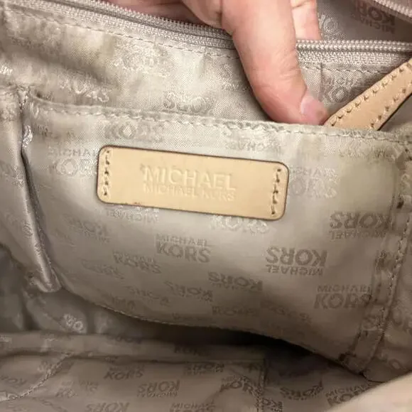 Michael Kors Tan Snakeskin Embossed Tote Bag Structured Everyday Handbag - Picture 7 of 9